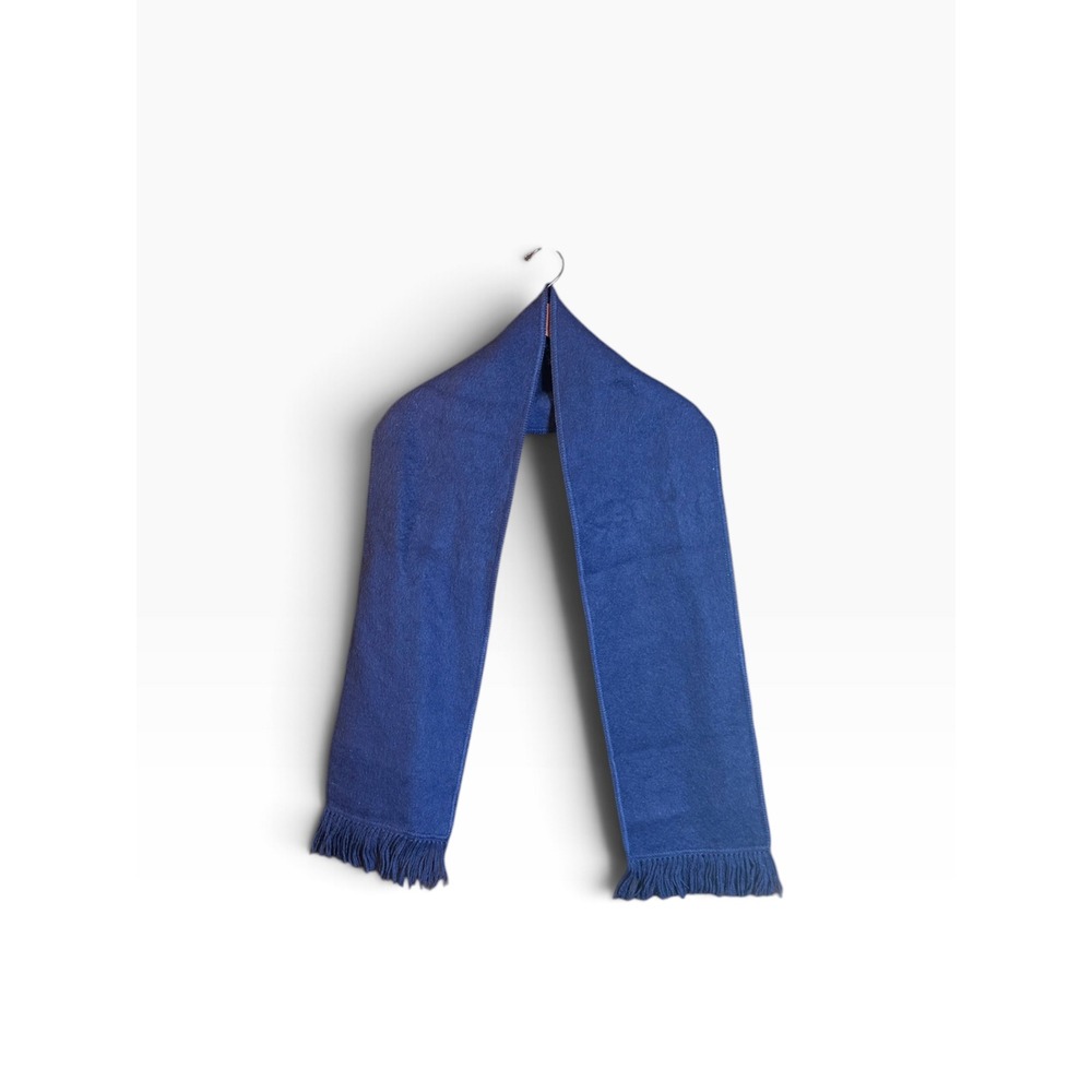 Andean Sun Alpaca Scarf Blue Made in Peru Wool Fringed Winter Wrap 72" x 9"